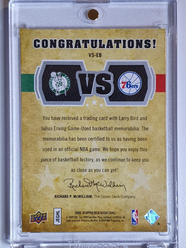2009 Upper Deck Larry Bird Julius Erving #PATCH /600 Game Worn Dual Jerseys