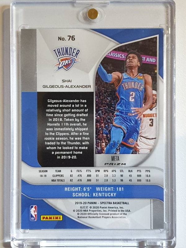 2019 Spectra Shai Gilgeous-Alexander #76 META Prizm /25 - Ready to Grade
