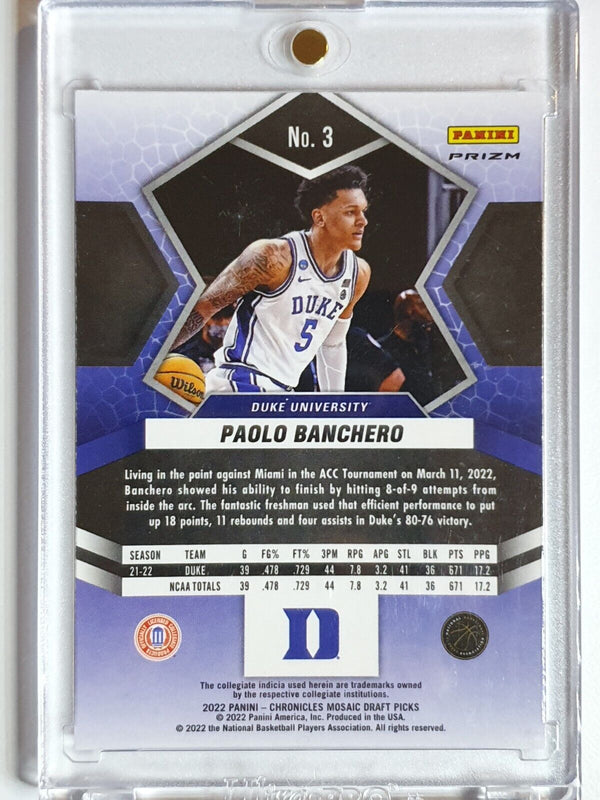 2022 Chronicles Draft Paolo Banchero Rookie #3 SILVER Holo Mosaic RC - Rare