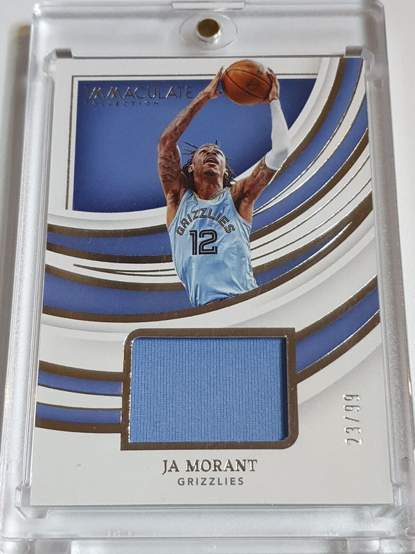 2021 Panini Immaculate Ja Morant #PATCH /99 Game Worn Jersey - Rare