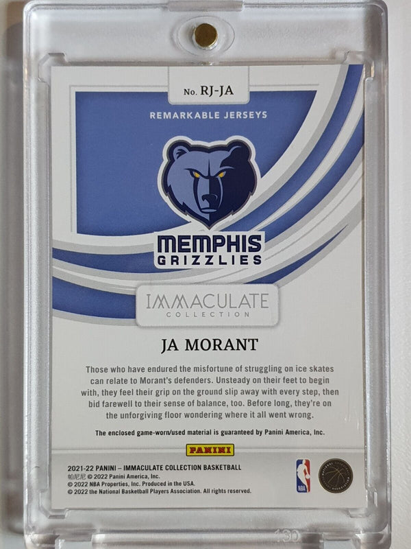 2021 Panini Immaculate Ja Morant #PATCH /99 Game Worn Jersey - Rare