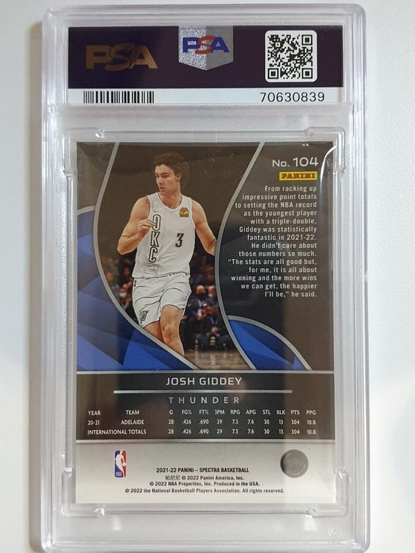 2021 Panini Spectra Josh Giddey Rookie #104 RC - PSA 9 (POP 2)