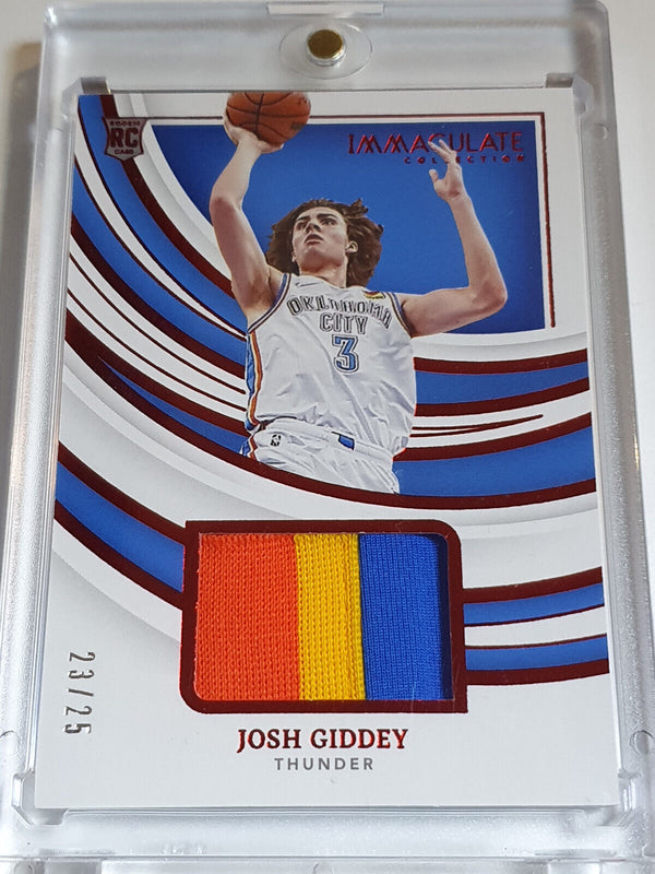 2021 Panini Immaculate Josh Giddey Rookie #PATCH RED /25 RC 3 Color Jersey