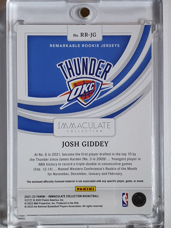 2021 Panini Immaculate Josh Giddey Rookie #PATCH RED /25 RC 3 Color Jersey