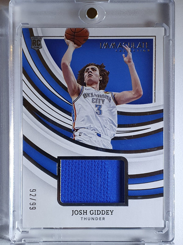 2021 Panini Immaculate Josh Giddey RC #PATCH /99 Remarkable Rookie Jerseys