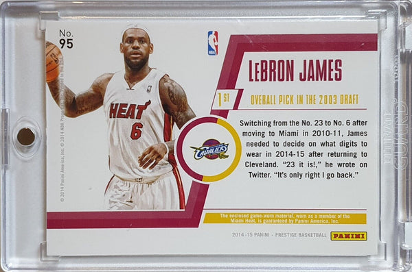 2015 Prestige LeBron James #PATCH PURPLE HOLO /25 Game Worn Jersey - Rare