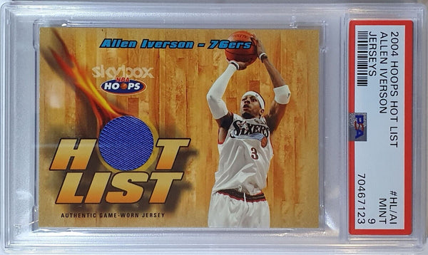 2004 Hoops Hot List Allen Iverson #PATCH Game Worn Jersey - PSA 9 (POP 1)