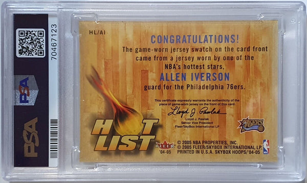 2004 Hoops Hot List Allen Iverson #PATCH Game Worn Jersey - PSA 9 (POP 1)