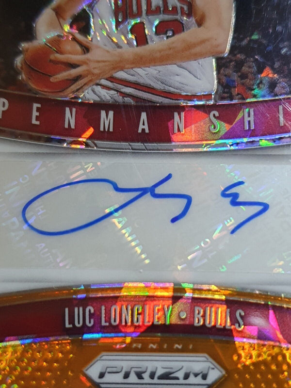 2019 Panini Prizm Luc Longley AUTO ORANGE CRACKED ICE Holo Penmanship - Rare