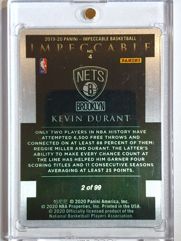 2020 Impeccable Kevin Durant #4 STAINLESS STARS /99 - Ready to Grade