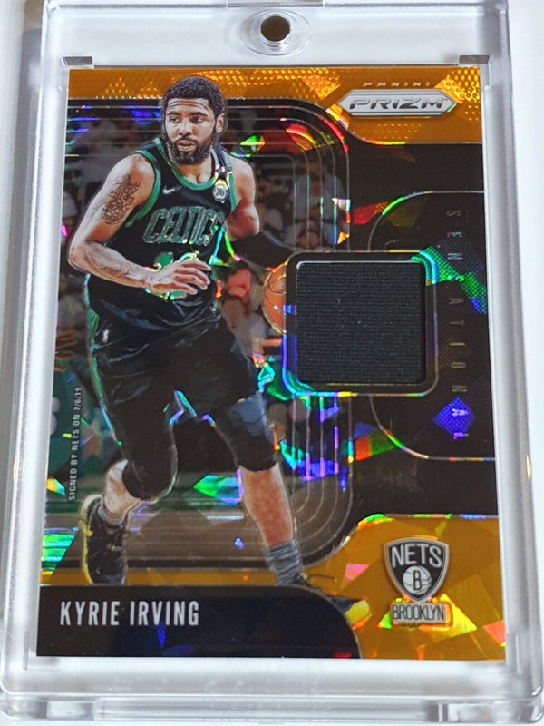 2019 Panini Prizm Kyrie Irving #PATCH ORANGE ICE Game Worn Jersey - Rare