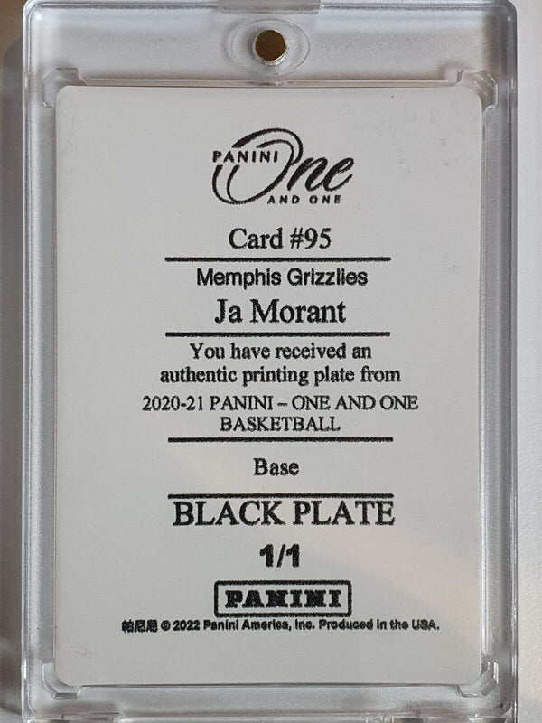 2020 Panini One and One Ja Morant PRINTING PLATE 1/1 Black (True 1 of 1)