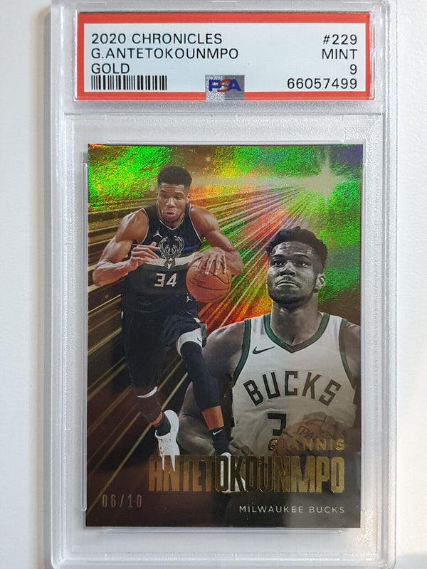 2020 Chronicles Giannis Antetokounmpo GOLD Prizm /10 - PSA 9 (POP 1)