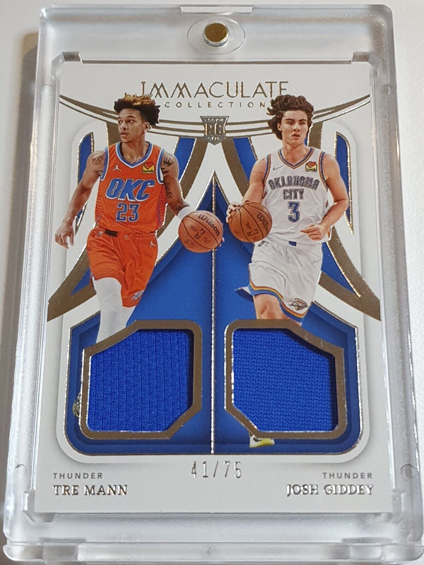 2021 Immaculate Josh Giddey Tre Mann Rookie #PATCH Rookie Jerseys Dual RC - Rare