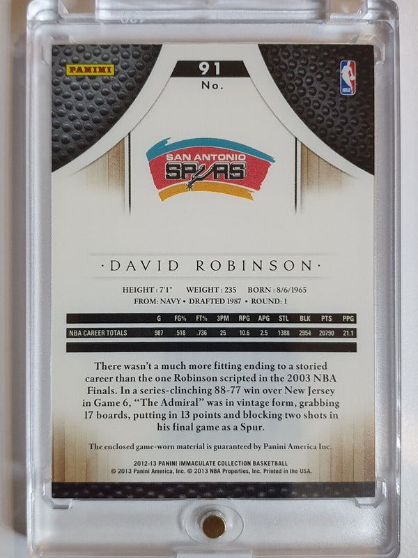 2015 Panini Immaculate David Robinson #PATCH /50 Game Worn Jersey - Rare
