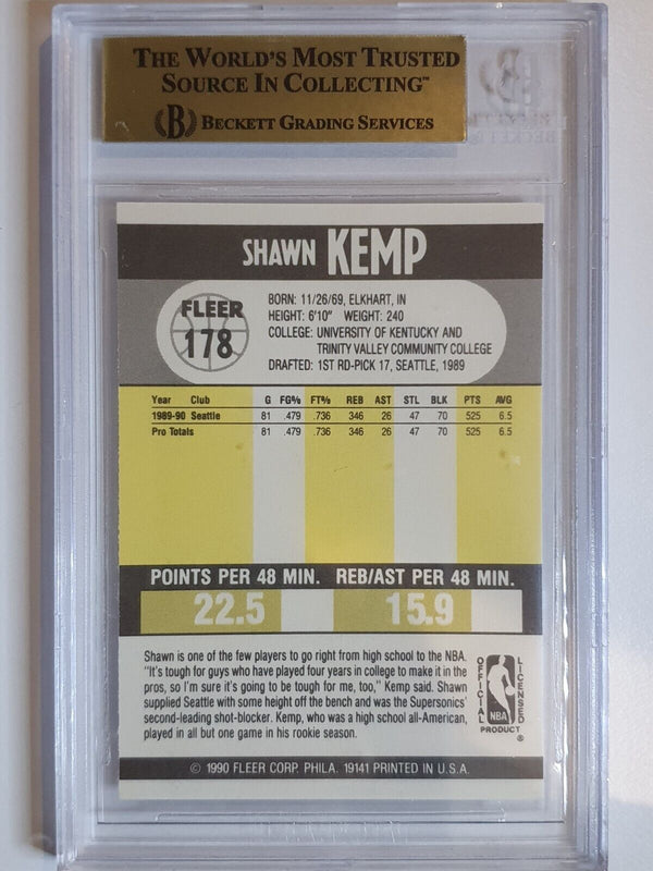 1990 Fleer Shawn Kemp Rookie #178 RC - BGS 9.5 (Low POP)