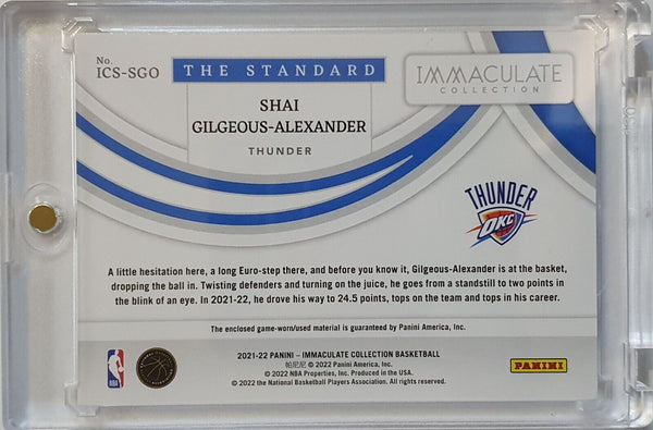 2021 Immaculate Shai Gilgeous-Alexander #PATCH /99 Game Worn Jersey - Rare