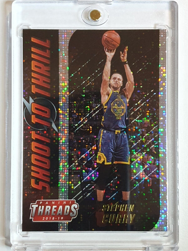 2018 Panini Threads Stephen Curry #3 DAZZLE HOLO Shoot to Thrill - Rare