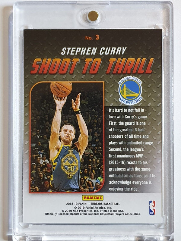 2018 Panini Threads Stephen Curry #3 DAZZLE HOLO Shoot to Thrill - Rare