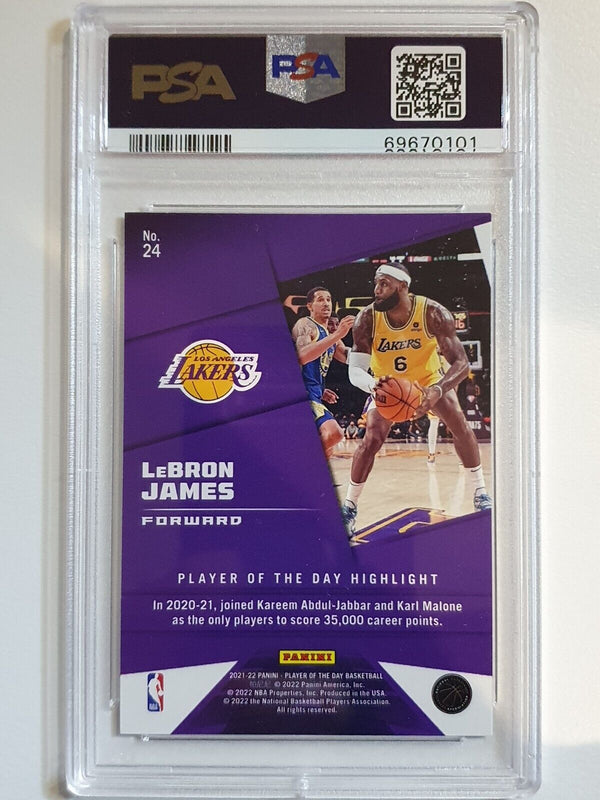 2021 Panini LeBron James #24 CRACKED ICE /25 Player of the Day - PSA 9 (POP 3)
