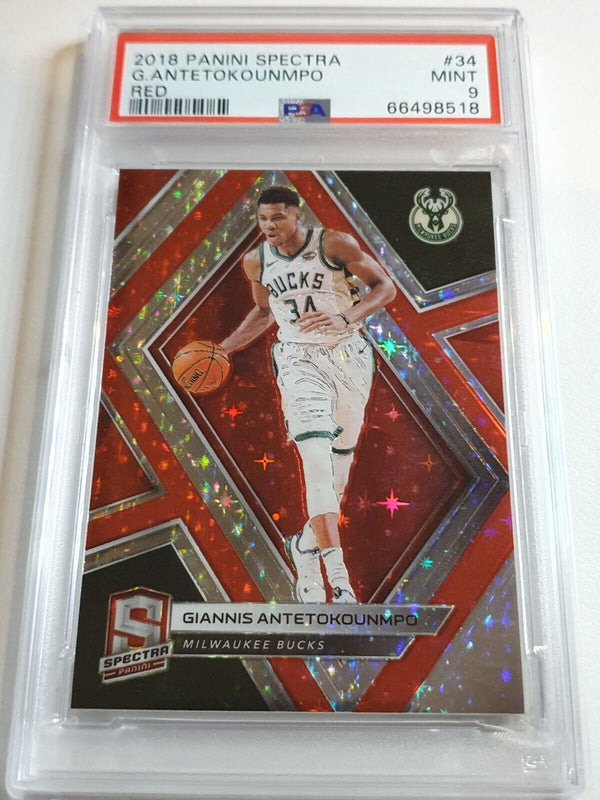 2018 Spectra Giannis Antetokounmpo #34 RED STARS HOLO /99 - PSA 9 (POP 5)