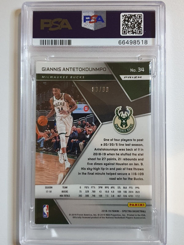 2018 Spectra Giannis Antetokounmpo #34 RED STARS HOLO /99 - PSA 9 (POP 5)