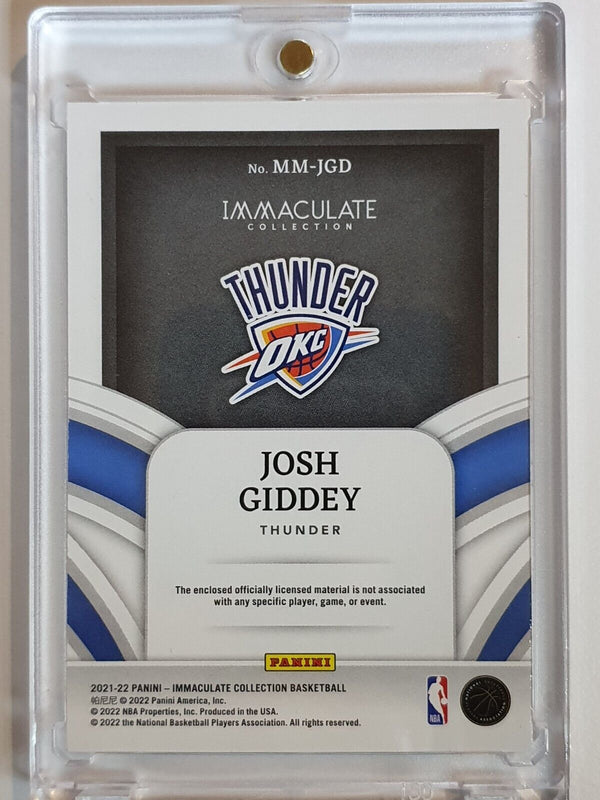 2021 Immaculate Josh Giddey Rookie #PATCH /25 Jumbo 3 Color Jersey - Rare