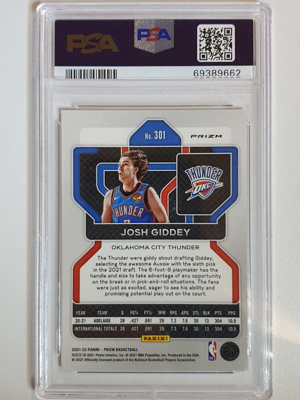 2021 Panini Prizm Josh Giddey Rookie #301 HYPER Prizm - PSA 9 (POP 19)