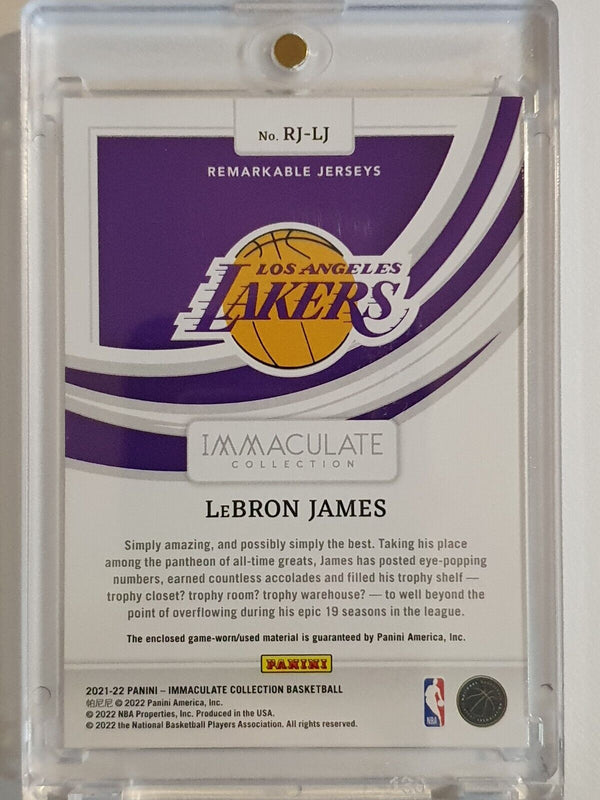 2021 Panini Immaculate LeBron James #PATCH /99 Game Worn Jersey - Rare
