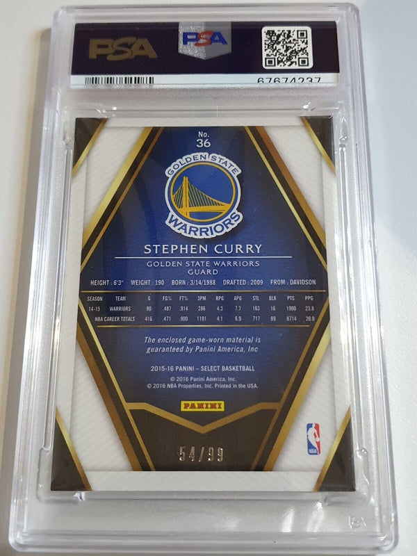 2015 Select Stephen Curry #PATCH /99 Game Worn Jersey - PSA 9 (POP 1)