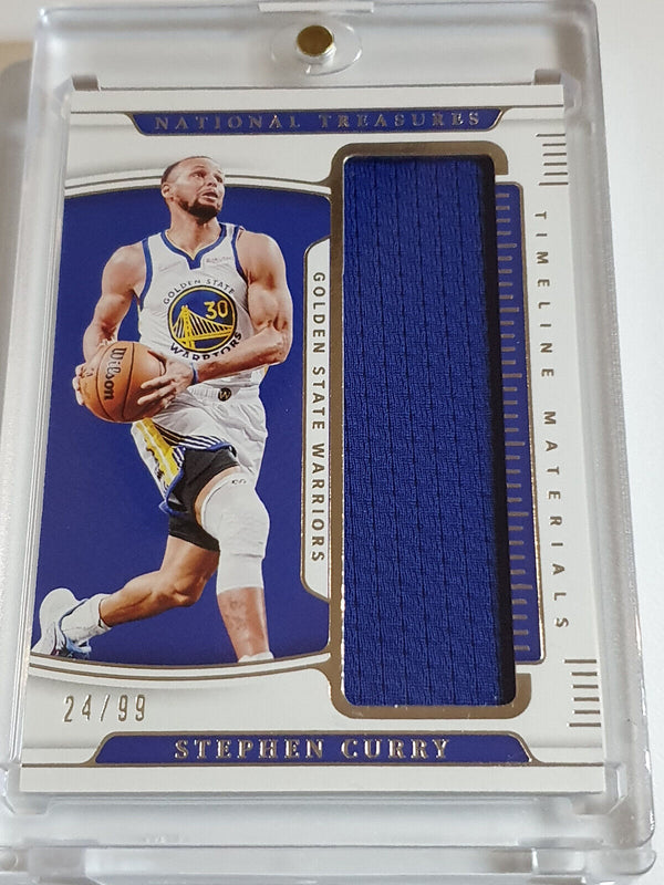 2021 National Treasures Stephen Curry #PATCH /99 Blue Jumbo Game Worn Jersey