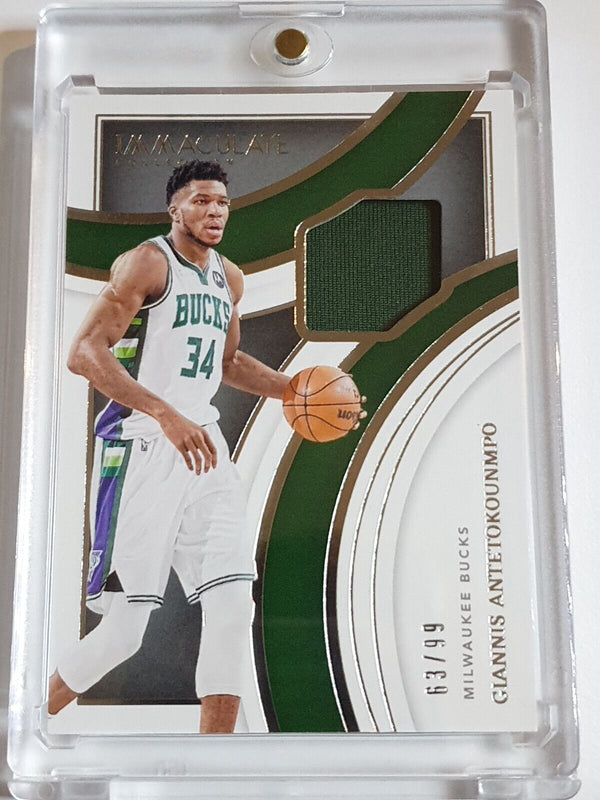 2021 Panini Immaculate Giannis Antetokounmpo #PATCH /99 Game Worn Jersey - Rare