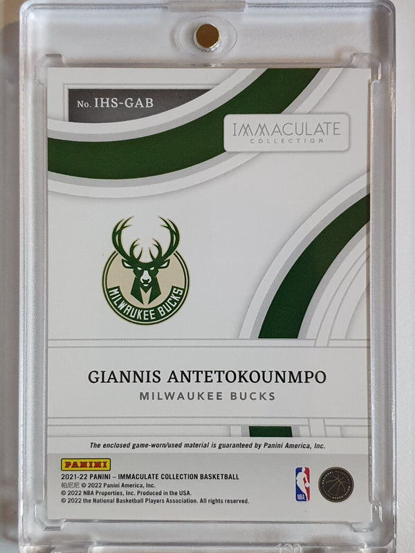 2021 Panini Immaculate Giannis Antetokounmpo #PATCH /99 Game Worn Jersey - Rare