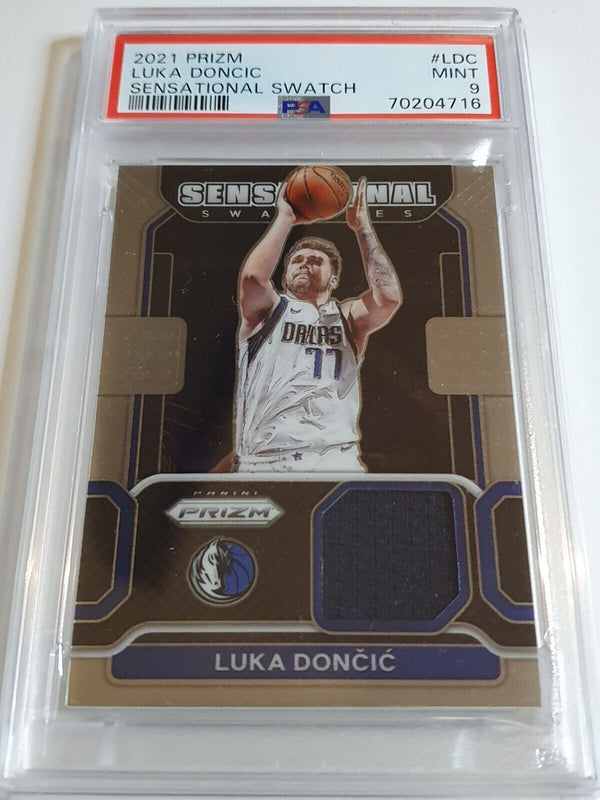 2021 Prizm Luka Doncic #PATCH Game Worn Jersey Swatch - PSA 9 (POP 4)