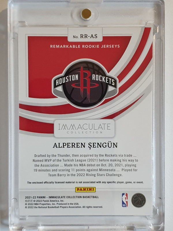 2021 Panini Immaculate Alperen Sengun RC #PATCH /99 Remarkable Rookie Jerseys