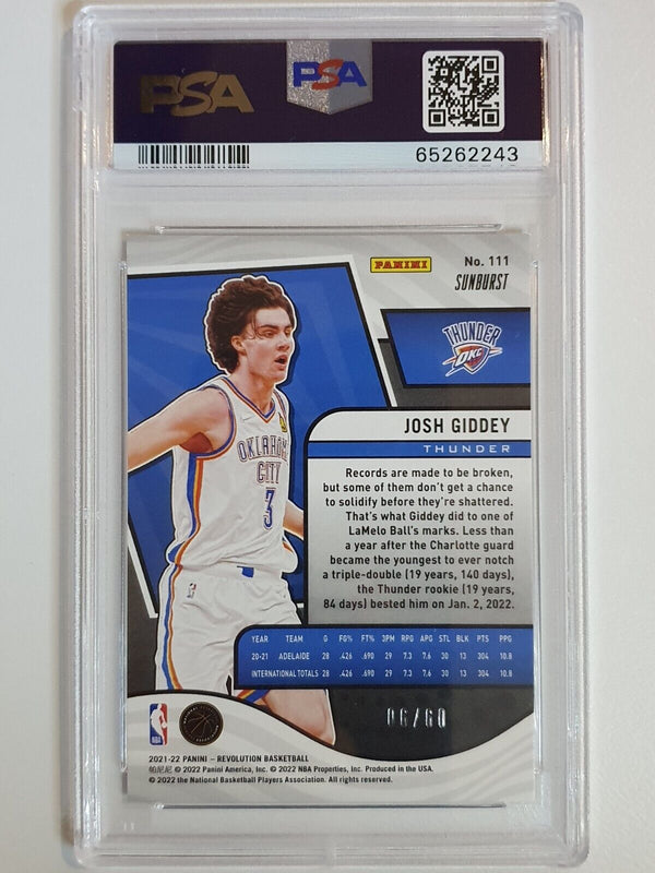 2021 Revolution Josh Giddey Rookie #111 SUNBURST /60 Holo RC - PSA 10 (POP 7)