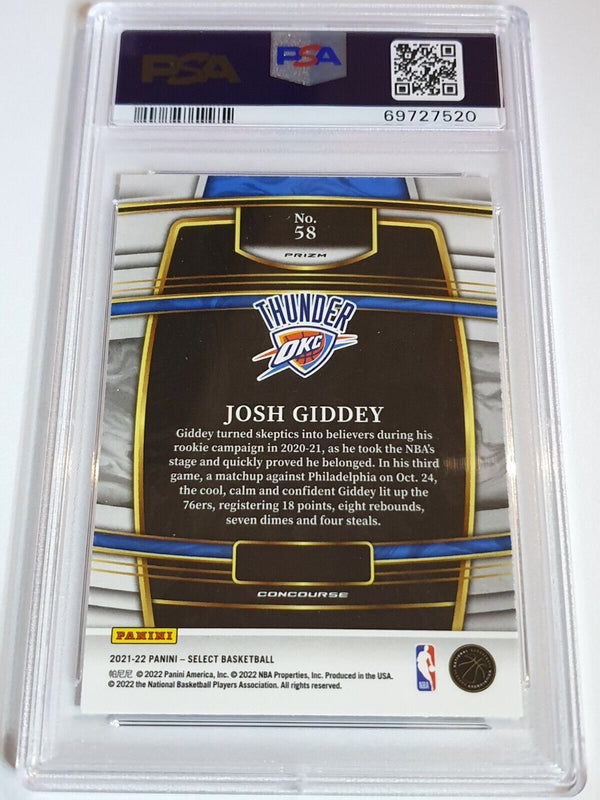 2021 Panini Select Josh Giddey Rookie #58 SILVER HOLO RC - PSA 9 (POP 14)