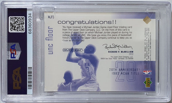 2001 UD Ovation Michael Jordan UNC Championship Game Floor - PSA 9 (POP 7)