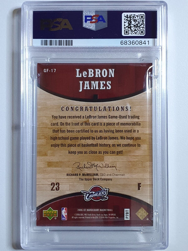 2006 Upper Deck Lebron James #GF-17 Hardcourt USED GAME FLOOR - PSA 9 (POP 4)