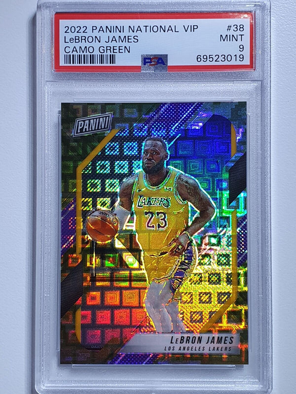 2022 Panini National VIP Lebron James #38 CAMO GREEN /25 Holo - PSA 9 (POP  5)