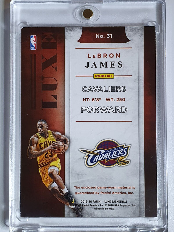 2015 Panini Luxe LeBron James #PATCH /99 Game Worn Jersey - Rare