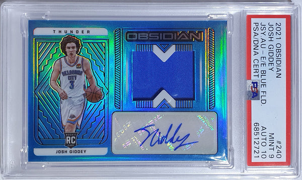 2021 Obsidian Josh Giddey Rookie Patch Auto BLUE FLOOD /27 HOLO - PSA 9 (POP 1)