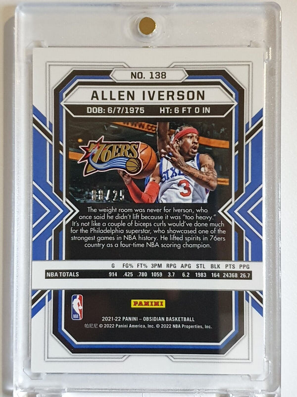 2021 Panini Obsidian Allen Iverson #138 ELECTRIC ETCH GREEN /25 Holo - Rare