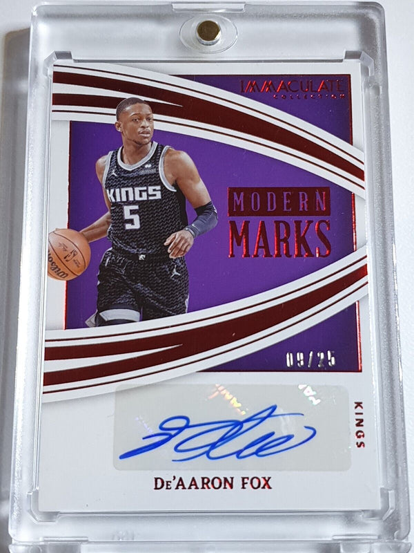 2019 Panini Immaculate De'Aaron Fox AUTO RED /25 Modern Marks - Very Rare