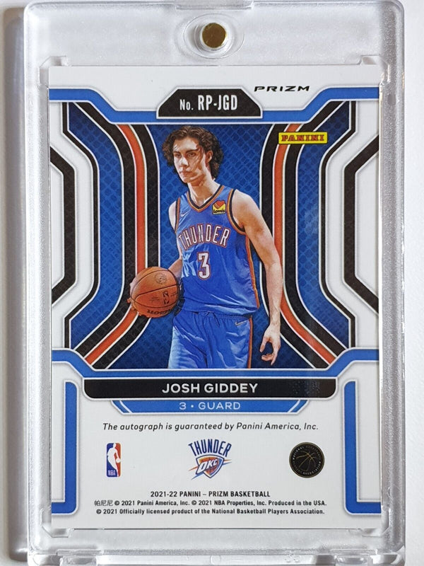 2021 Panini Prizm Josh Giddey Rookie AUTO ORANGE ICE Prizm RC - Ready to Grade
