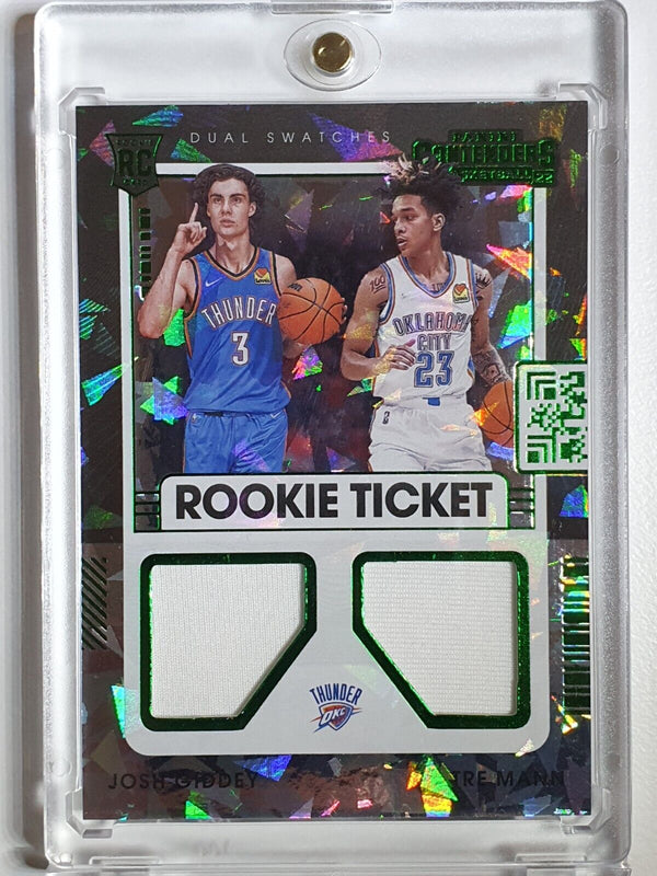 2021 Contenders Josh Giddey Tre Mann Rookie #PATCH GREEN ICE Prizm RC - Rare