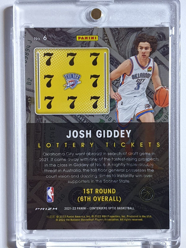 2021 Contenders Optic Josh Giddey Rookie #6 RED ICE RC - Ready to Grade