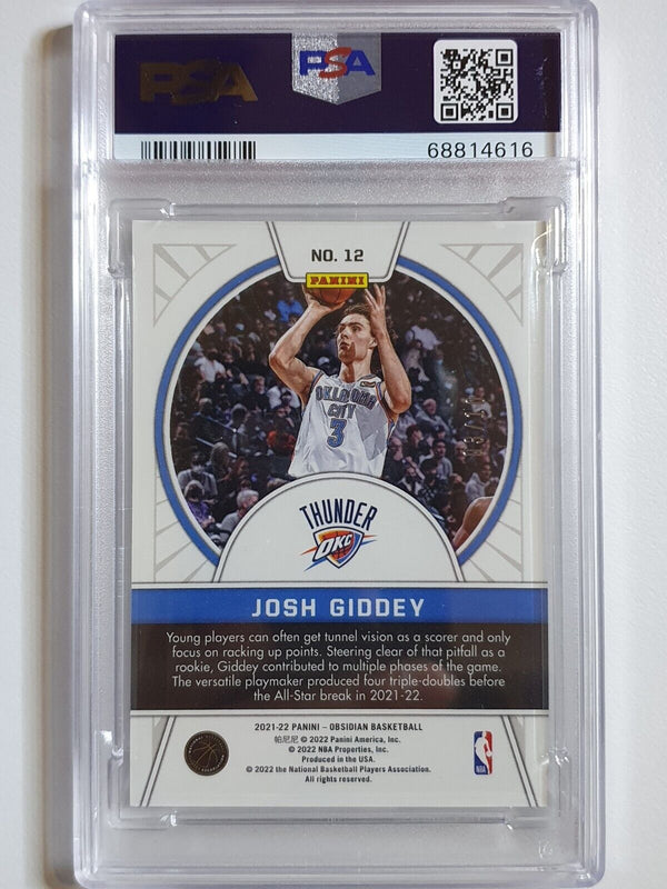 2021 Obsidian Josh Giddey Rookie ELECTRIC ETCH YELLOW /10 Holo - PSA 9 (POP 2)