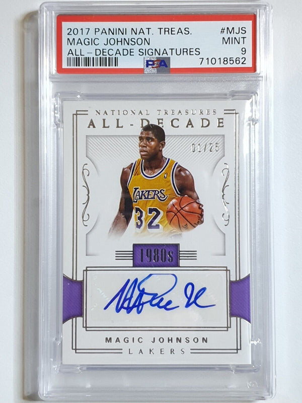 2017 National Treasures Magic Johnson AUTO /25 Signatures - PSA 9 (POP 1)