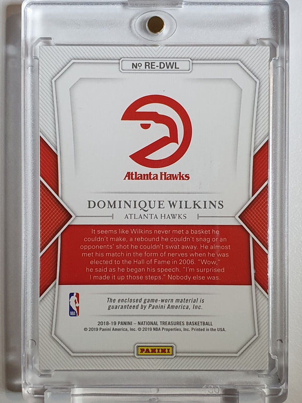 2018 National Treasures Dominque Wilkins #PATCH /99 Game Worn Jumbo Jersey